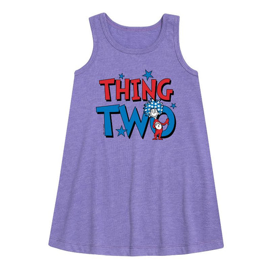 Girls' - Dr. Seuss - American Thing Two Graphic Sleeveless Aline Dress