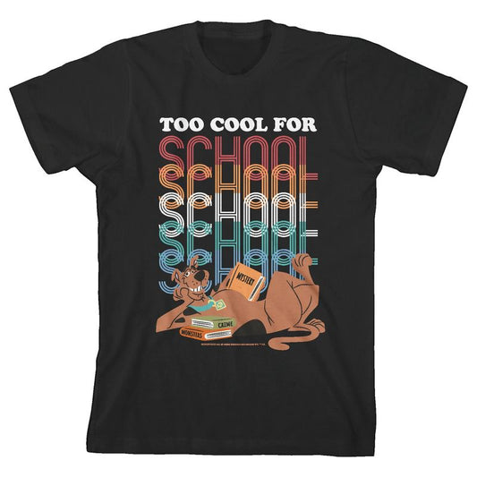 Scooby Doo Too Cool For School Youth Black Short Sleeve Crew Neck Tee