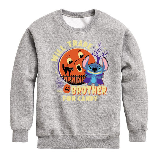 Boys' - Disney - Will Trade Brother For Candy Graphic Long Sleeve Fleece Sweatshirt