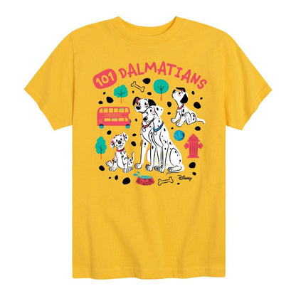 Boys' - 101 Dalmatians - Collage of Dalmatian Family Short Sleeve Graphic T-Shirt