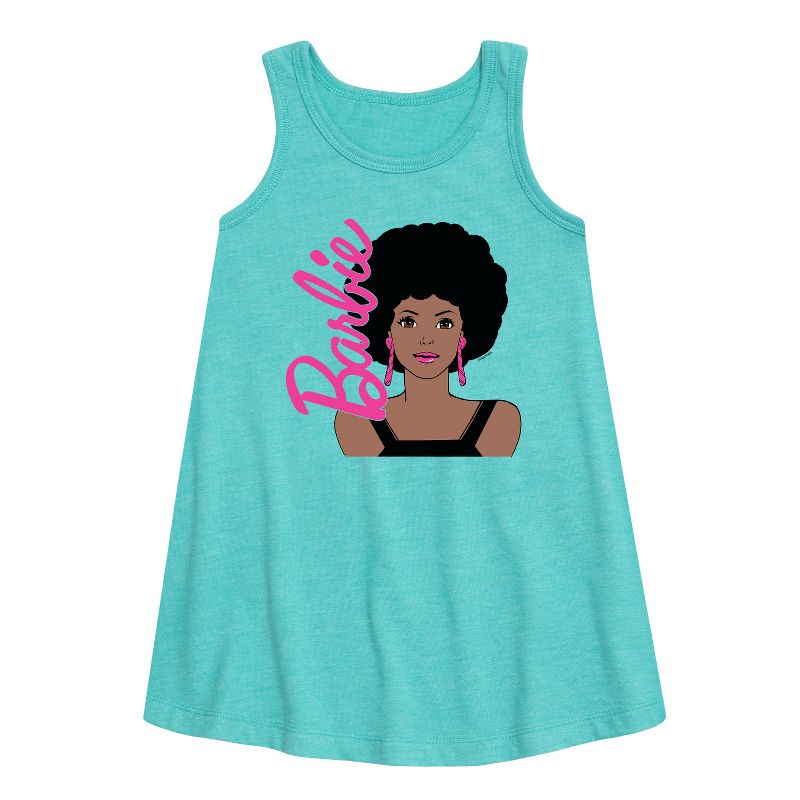 فستان أفرو وحلقات جرافيكي بدون أكمام للبنات - باربي