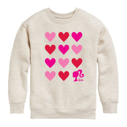 Boys' - Barbie - Barbie Heart Grid Graphic Long Sleeve Fleece Sweatshirt