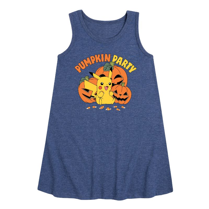 Girls' - Pokémon - Pumpkin Party Graphic Sleeveless Aline Dress