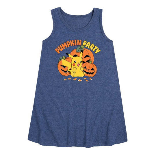 Girls' - Pokémon - Pumpkin Party Graphic Sleeveless Aline Dress