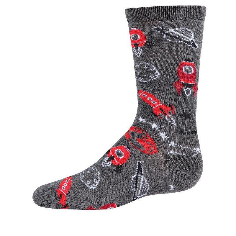 Memoi Boys' Rocket Ship Rayon from Bamboo Crew Socks