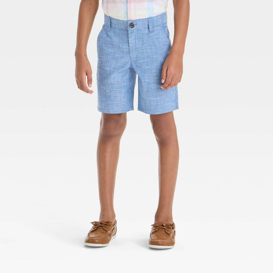 Boys' 'At the Knee' Chambray Flat Front Chino Shorts - Cat & Jack™ Blue