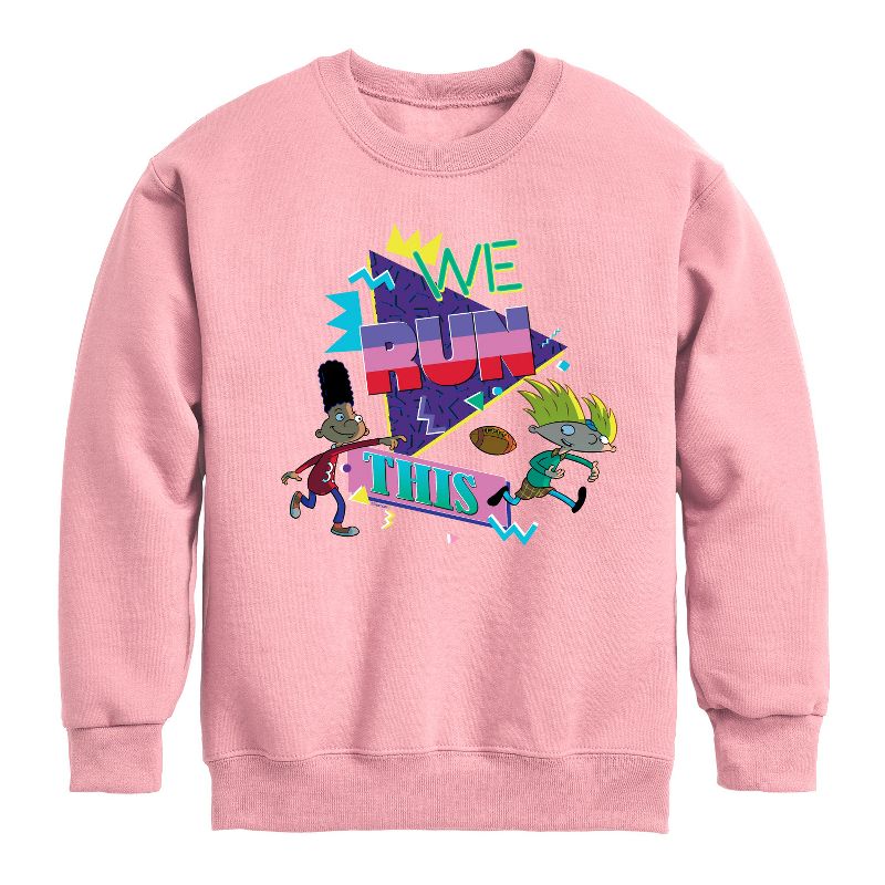 Boys' - Hey Arnold! - Retro Arnold and Gerald Graphic Long Sleeve Fleece Sweatshirt