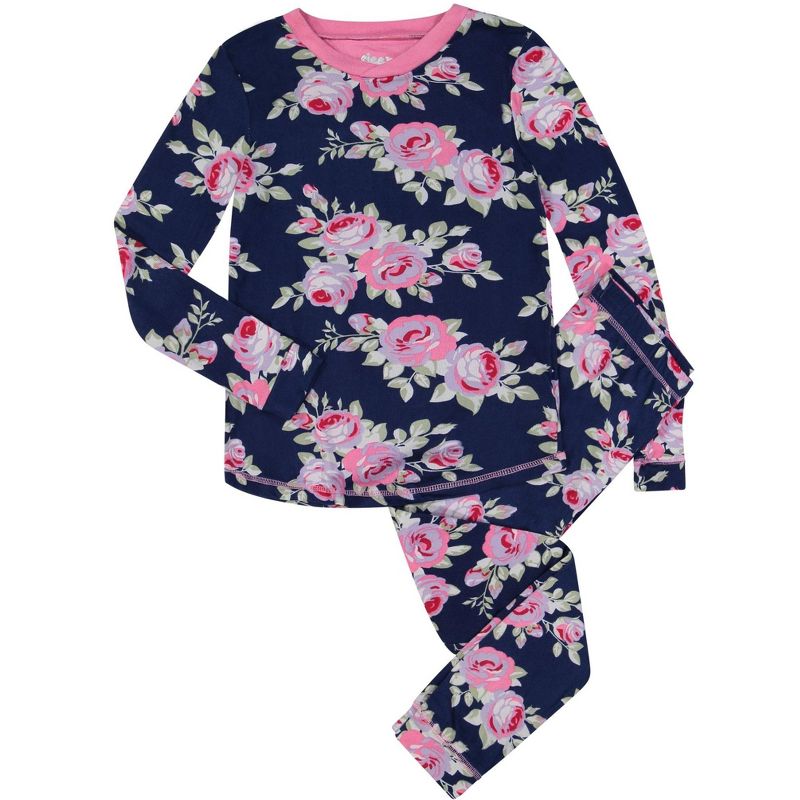 Sleep On It Girls 2-Piece Super Soft Jersey Long Sleeve Snug-Fit Pajama Set - Toddler Pajamas to Girls Pajama Sets
