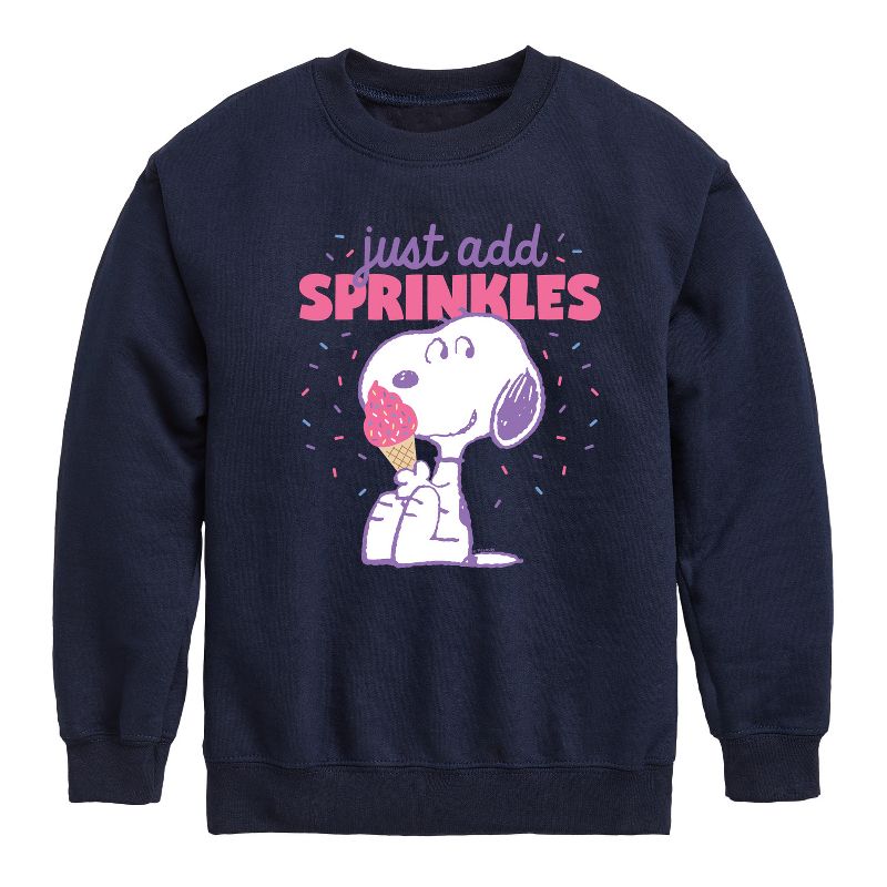 Boys' - Peanuts - Just Add Sprinkles Graphic Long Sleeve Fleece Sweatshirt