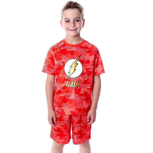 DC Comics Boys' Justice League Digital Camo The Flash 2 Piece Pajama Set Red