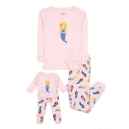 Leveret Girl and Doll Matching Cotton Pajamas - Classic Prints