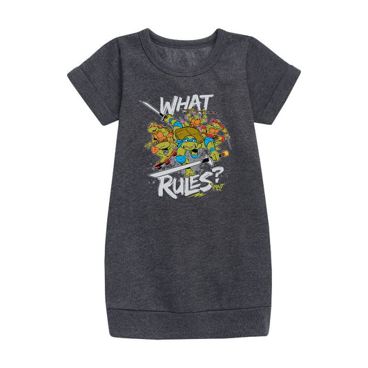 Girls' - Teenage Mutant Ninja Turtles - What Rules? Leo and Brothers Graphic Short Sleeve Fleece Dress