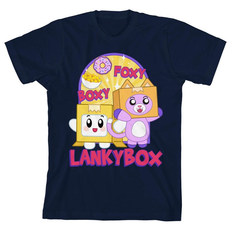 LankyBox Boxy & Foxy Crew Neck Short Sleeve Navy Heather Boy's T-shirt