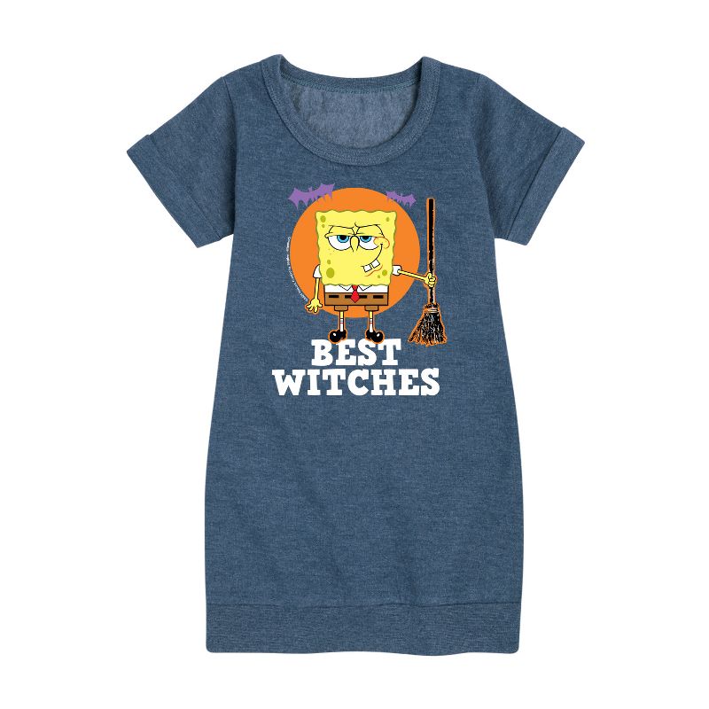 فستان صوف بأكمام قصيرة مطبوع عليه رسومات سبونج بوب سكوير بانتس للبنات