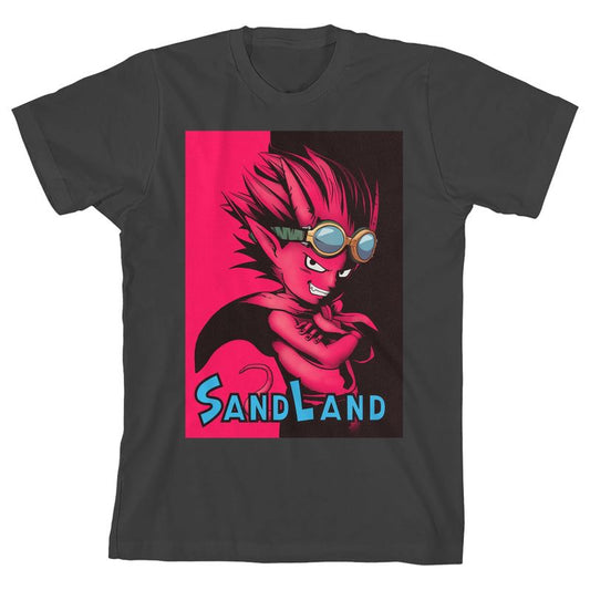 Sand Land Beelzebub Poster Crew Neck Short Sleeve Boy's Charcoal T-shirt