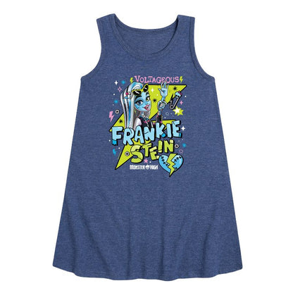 Girls' - Monster High - Frankiestein Voltageous Graphic Sleeveless Aline Dress