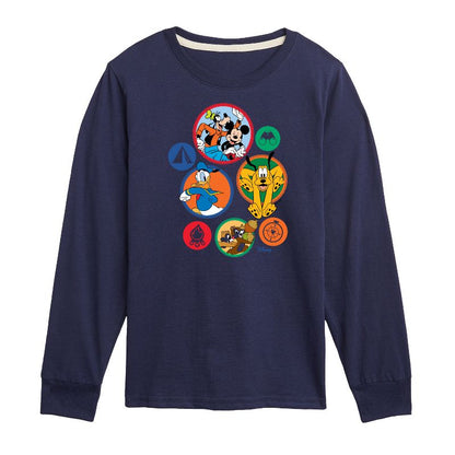 Boys' - Disney - Mickey & Crew Camping Badges Long Sleeve Graphic T-Shirt