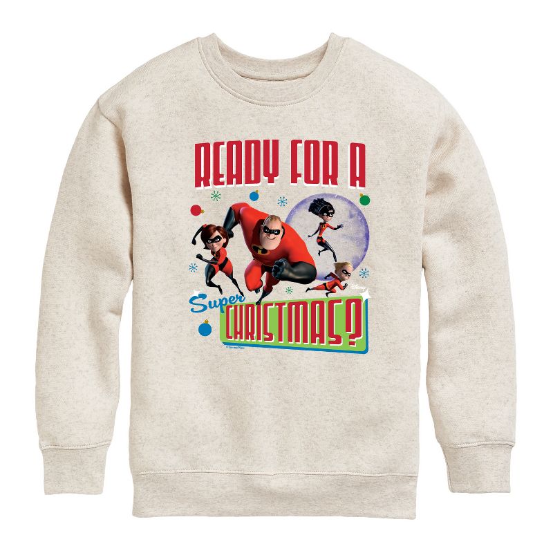 Boys' - Disney - Ready For A Super Christmas Graphic Long Sleeve Fleece Sweatshirt