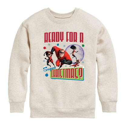 Boys' - Disney - Ready For A Super Christmas Graphic Long Sleeve Fleece Sweatshirt