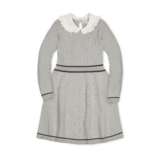 Hope & Henry Girls'  Long Sleeve Cable Knit Peter Pan Collar Sweater Dress, Kids