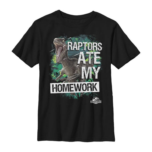 Boy's Jurassic World Raptors Ate My Homework T-Shirt