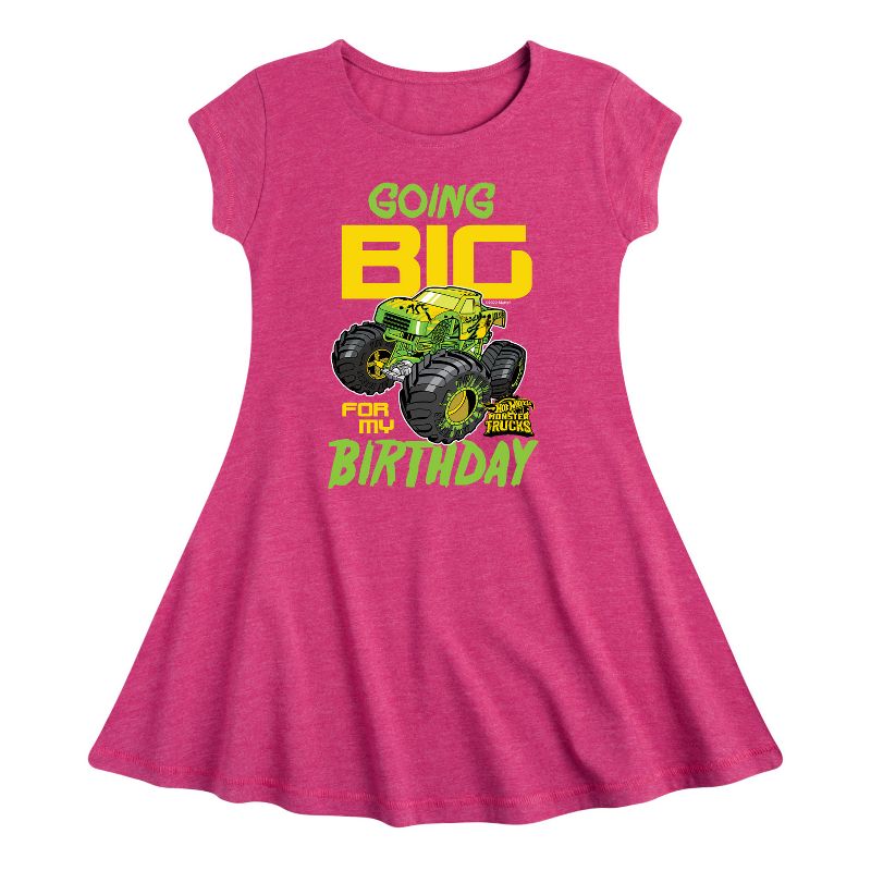 Girls' - Hot Wheels - Going Big For My Birthday Fit & Flair Cap Sleeve Dress