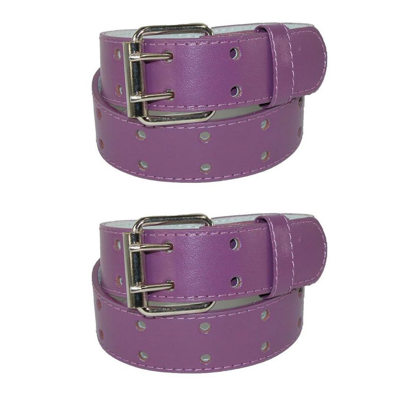 CTM Kids' Leather Two Hole Jean Belt (Pack of 2)