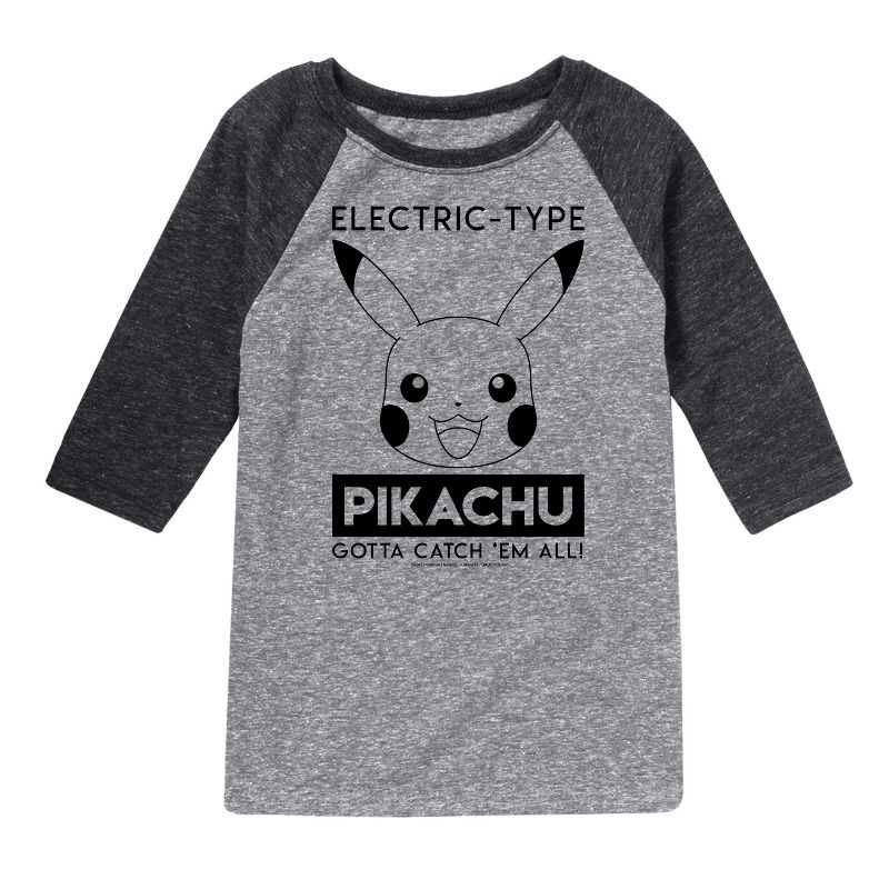 Boys' - Pokémon - Electric Type Pikachu Raglan Graphic T-Shirt
