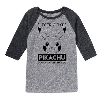 Boys' - Pokémon - Electric Type Pikachu Raglan Graphic T-Shirt