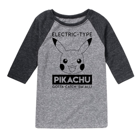 Boys' - Pokémon - Electric Type Pikachu Raglan Graphic T-Shirt