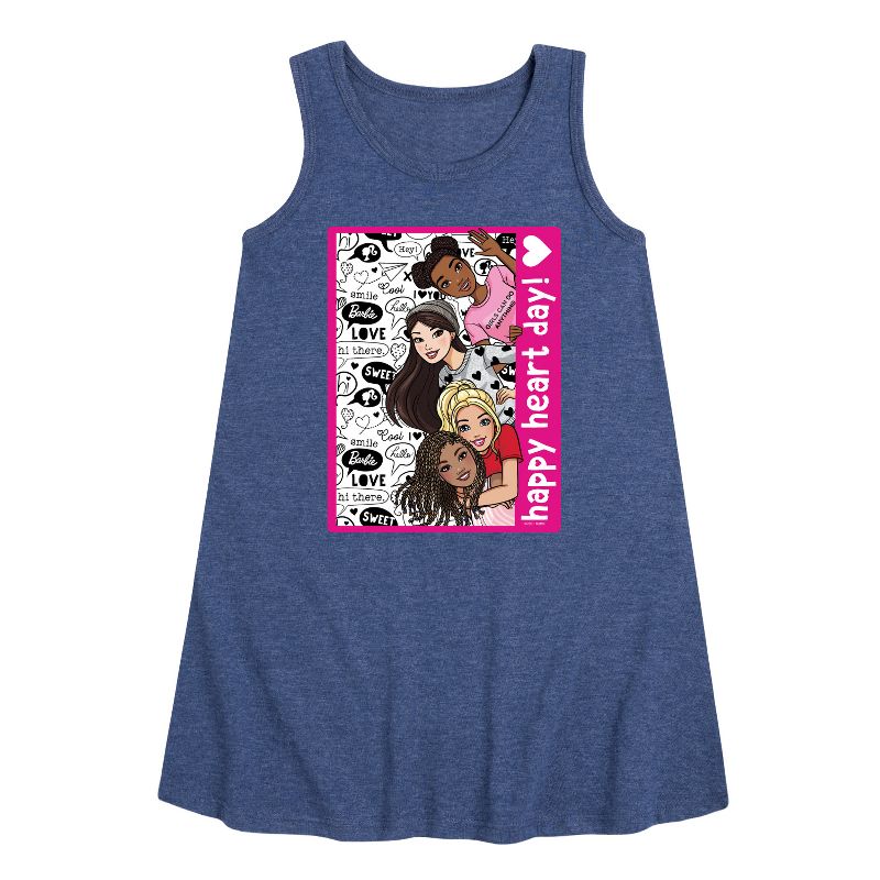 Girls' - Barbie - Happy Heart Day Graphic Sleeveless Aline Dress