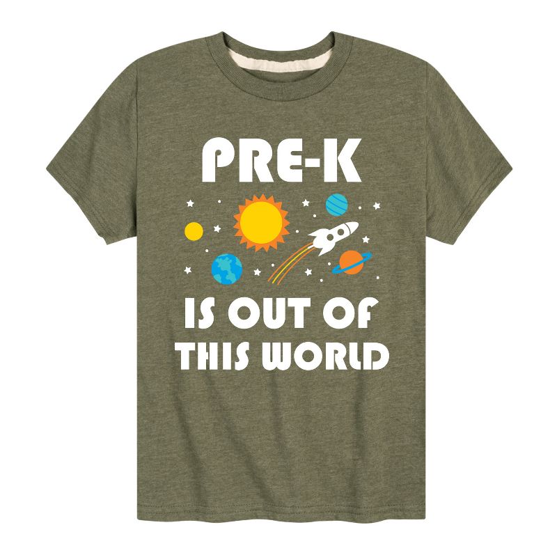 تي شيرت جرافيكي بأكمام قصيرة مطبوع عليه "Out Of This World" للأولاد - رسالة فورية - ما قبل الروضة