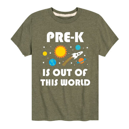 تي شيرت جرافيكي بأكمام قصيرة مطبوع عليه "Out Of This World" للأولاد - رسالة فورية - ما قبل الروضة