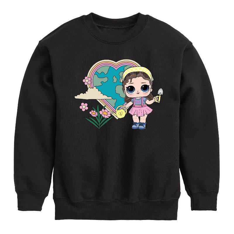 Boys' - LOL Surprise! - Grow Gurrl Heart Earth Graphic Long Sleeve Fleece Sweatshirt