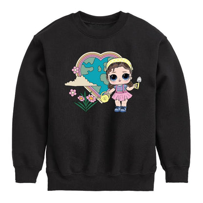 Boys' - LOL Surprise! - Grow Gurrl Heart Earth Graphic Long Sleeve Fleece Sweatshirt