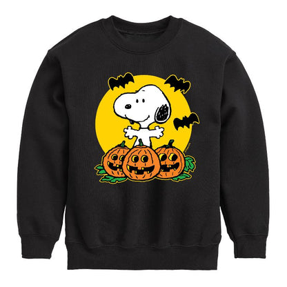 Boys' - Peanuts - Snoopy Pumpkin Patch Graphic Long Sleeve Fleece Sweatshirt
