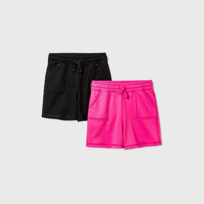 Girls' 2pk Adaptive Knit Shorts - Cat & Jack™ Black/Pink