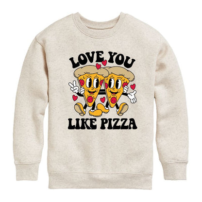 Boys' - Instant Message - Valentine's Day Love You Like Pizza Graphic Long Sleeve Fleece Sweatshirt