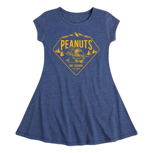 Girls' - Peanuts - Ski School Fit & Flair Cap Sleeve Dress