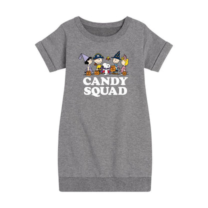 Girls' - Peanuts - Candy Squad Graphic Short Sleeve Fleece Dress