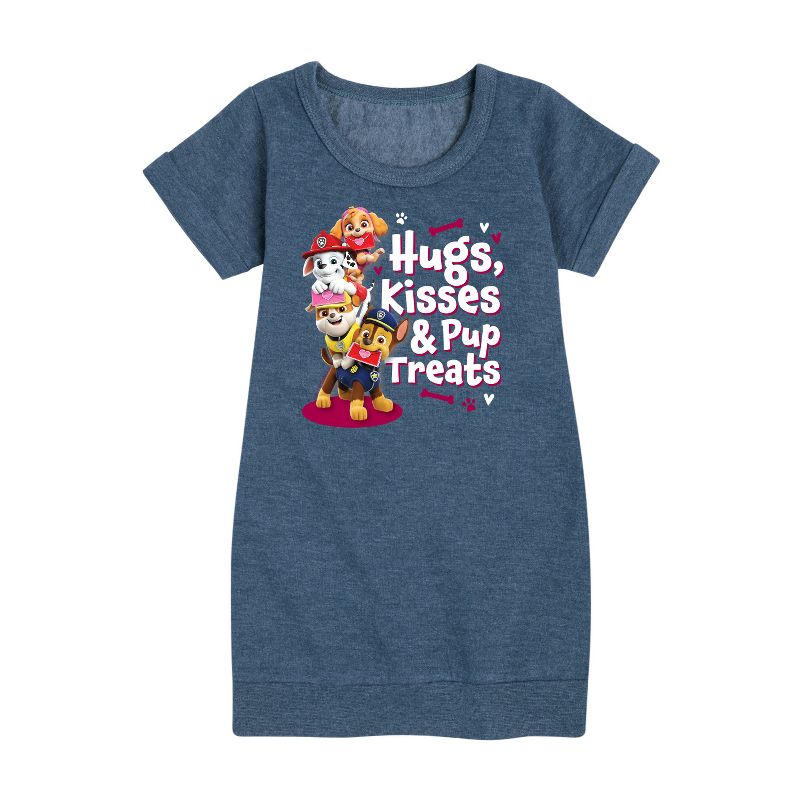Girls' - Paw Patrol - Hugs Kisses Pup Treats Graphic Short Sleeve Fleece Dress