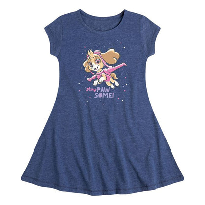 Girls' - Paw Patrol - Skye Stay Pawsome Fit & Flair Cap Sleeve Dress
