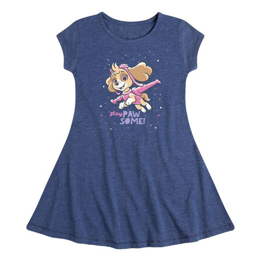 Girls' - Paw Patrol - Skye Stay Pawsome Fit & Flair Cap Sleeve Dress