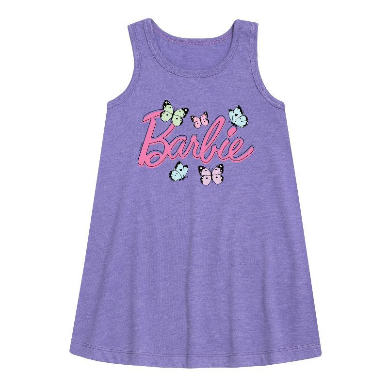 Girls' - Barbie - Butterflies Flutter Graphic Sleeveless Aline Dress