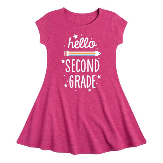 Girls' - Instant Message - Hello Second Grade Fit & Flair Cap Sleeve Dress