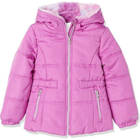LONDON FOG Little/Big Girls' Heavyweight Fleece Lined Puffer Jacket with Headband