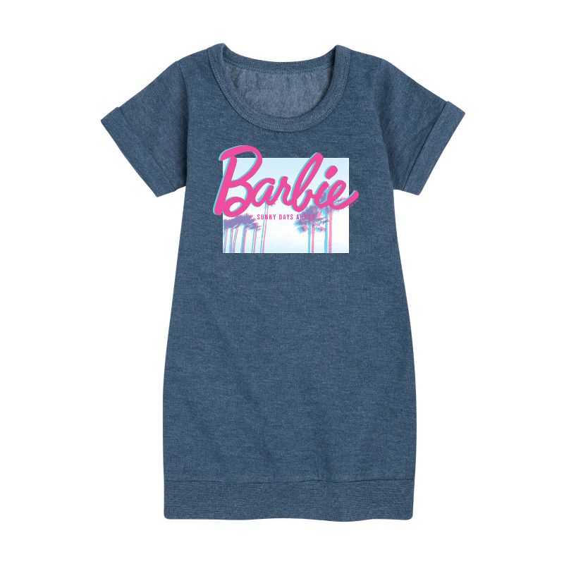 Girls' - Barbie - Sunny Days Ahead Graphic Short Sleeve Fleece Dress