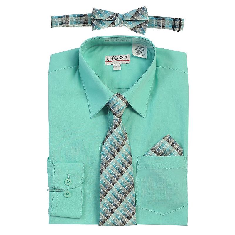 Gioberti Boy's Long Sleeve Dress Shirt and Plaid Tie Accessories Set (Part 2)