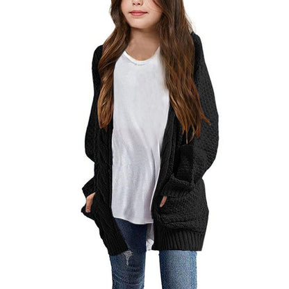 Cardigan for Girls Open Front Sweater Long Sleeve Loose Fit Sweater Jacket