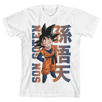 Dragon Ball Z Son Goten with Ombre Kanji Youth Boy's White T-Shirt